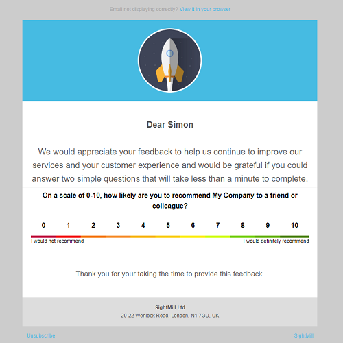 Collect feedback with NPS surveys and html formatting via email